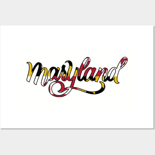 Cute Maryland Flag Script Posters and Art